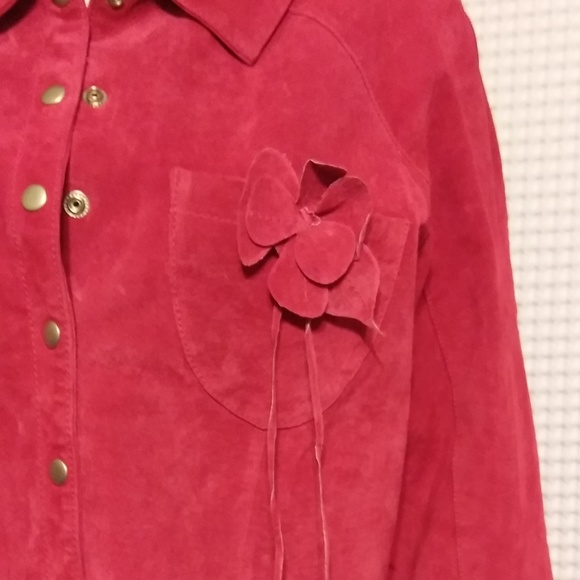 FINAL! PINK SUEDE LEATHER JACKET - Picture 3 of 8